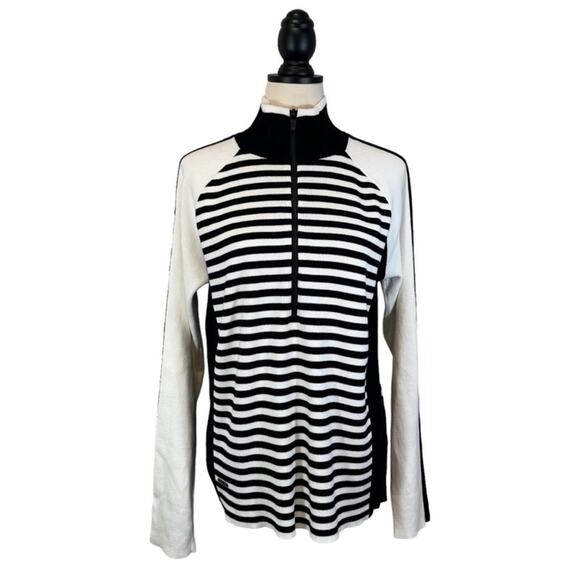 Y2K LRL Ralph Lauren Cotton Half Zip
Black White Stripe Sweater Size XL Preppy - Picture 2 of 13